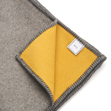 Load image into Gallery viewer, WOOL BLANKET IN GREY & YELLOW