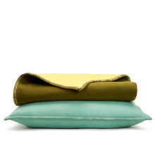 Load image into Gallery viewer, WOOL BLANKET IN OLIVE & LIME