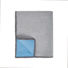 Load image into Gallery viewer, WOOL BLANKET IN SKY & LIGHT GREY