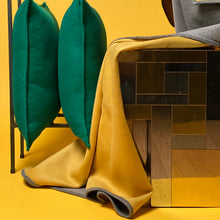 Load image into Gallery viewer, WOOL BLANKET IN GREY & YELLOW