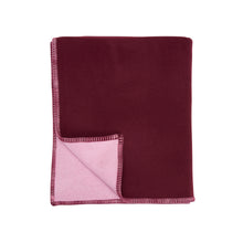 Load image into Gallery viewer, WOOL BLANKET IN BURGUNDY &amp; ROSE
