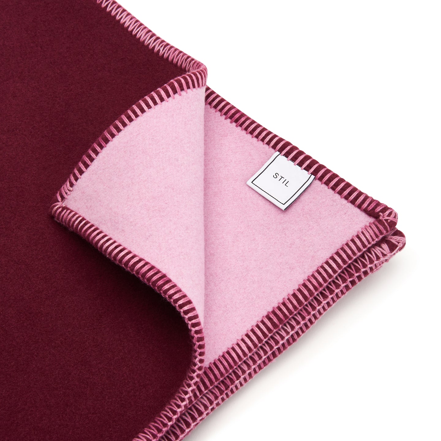 WOOL BLANKET IN BURGUNDY & ROSE